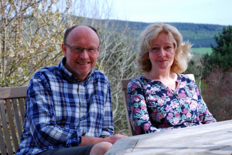 Guy & Lesley on the terrace at Glede Knowe
