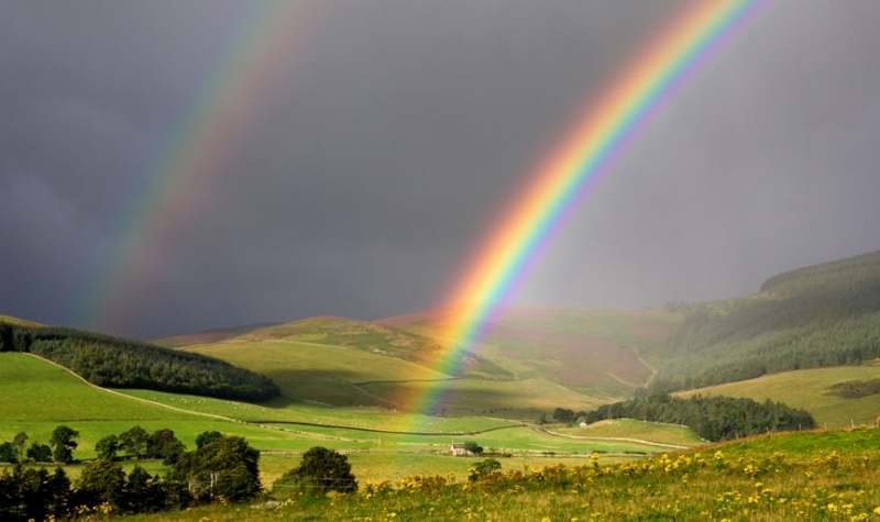 Double rainbow below Orchard Rig