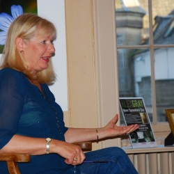 Crime writer Alex Gray speaking at the Peebles Arts Festival