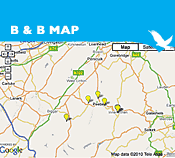 Map of bed and breakfast and guesthouse accommodation in the Tweed Valley